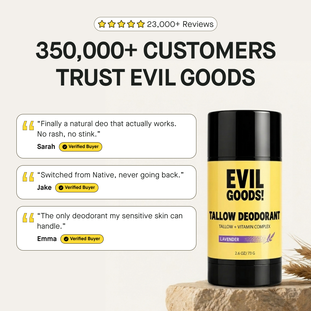 Tallow Deodorant - Natural Aluminum Free EVIL GOODS! World's BEST Beef Tallow Balm