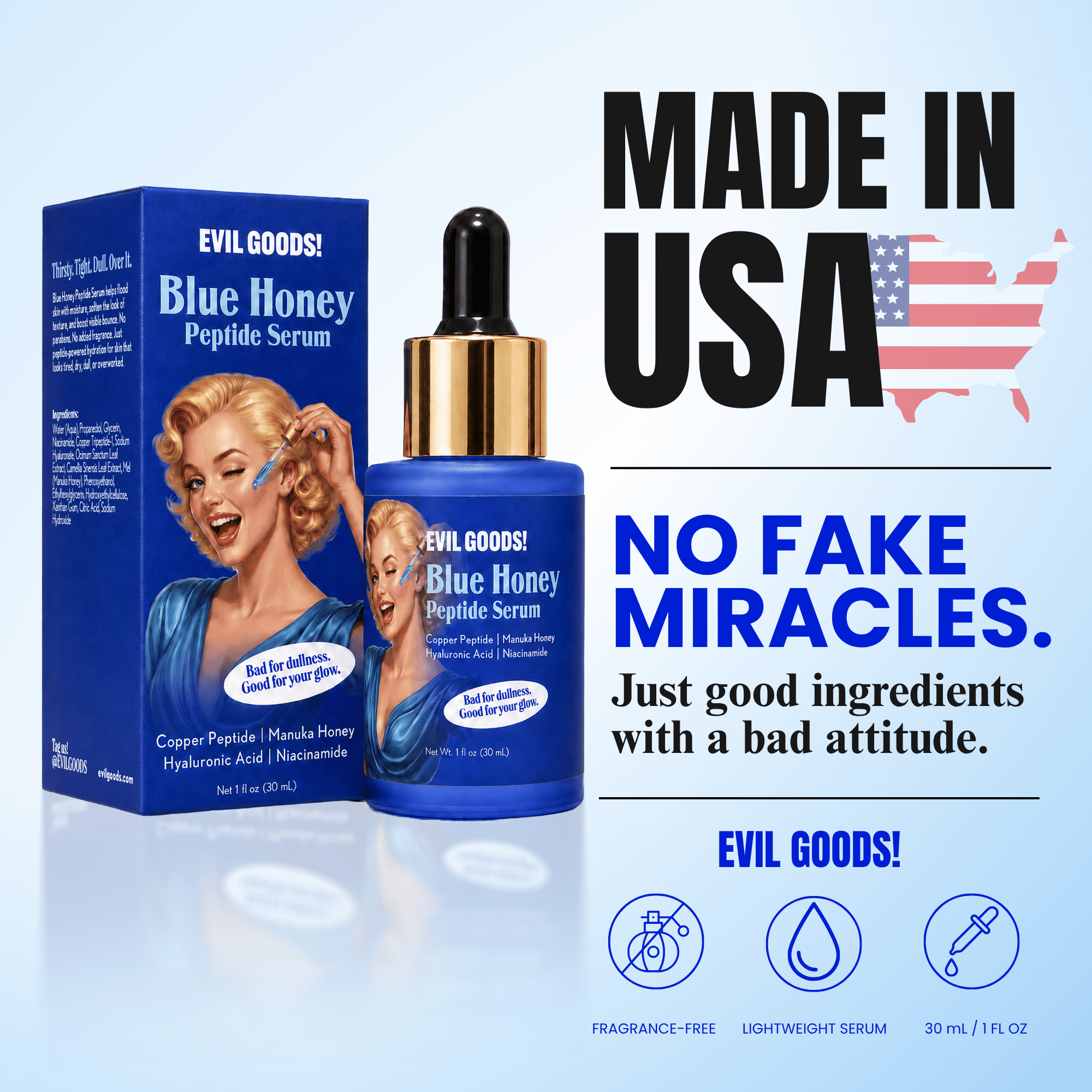 Copper Peptide Blue Honey Serum Face Serum Evil Goods