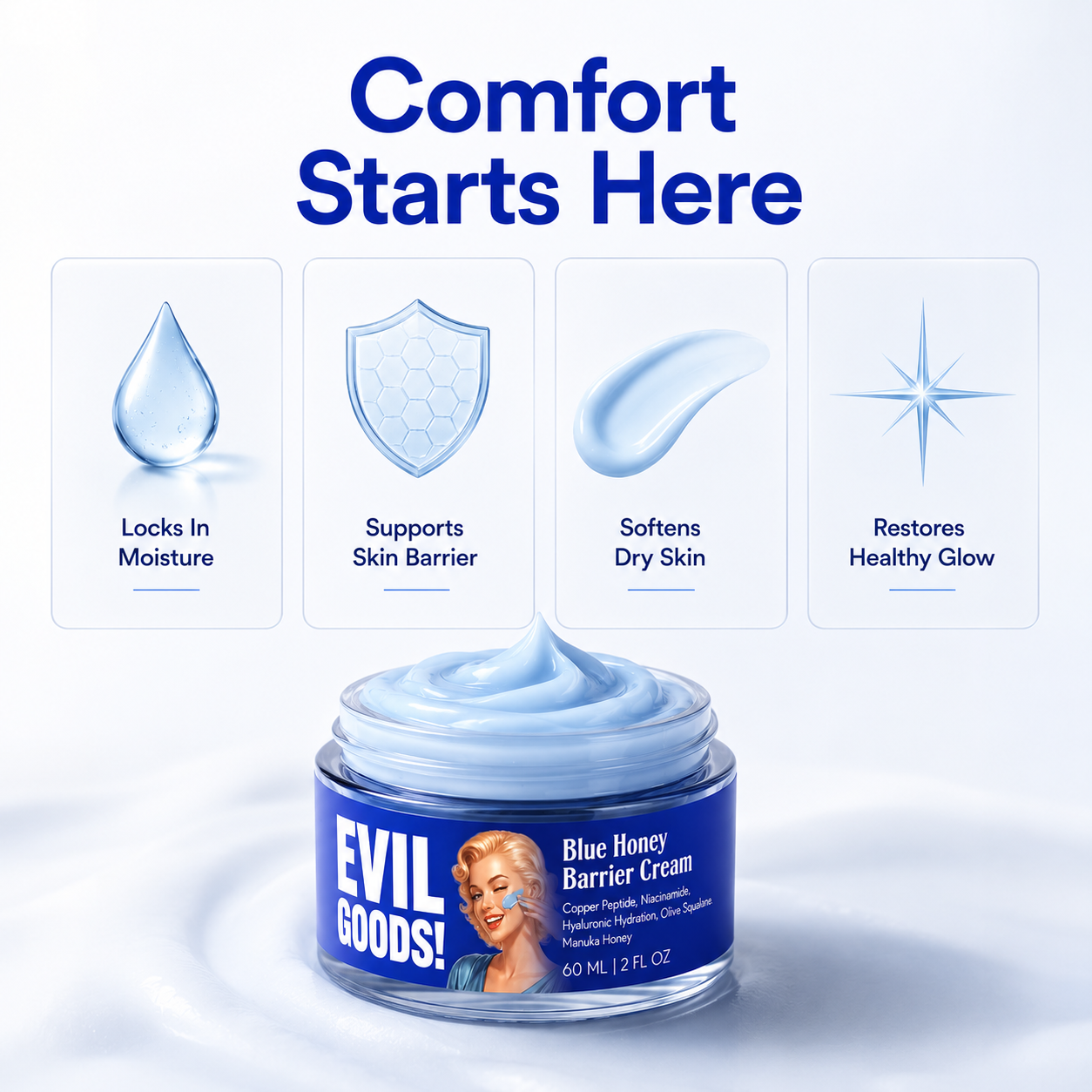Copper Peptide Blue Honey Cream EVIL GOODS! World's BEST Beef Tallow Balm