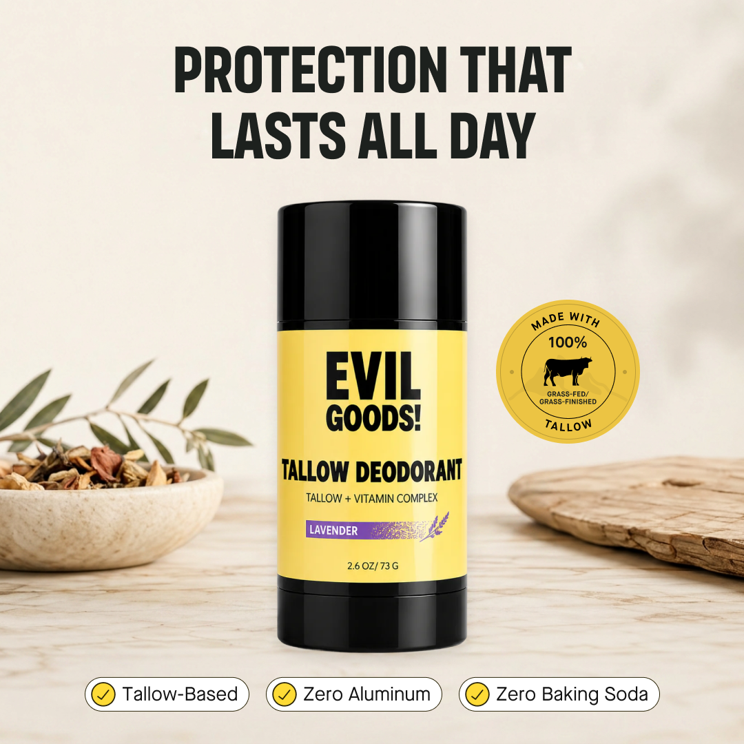 Tallow Deodorant - Natural Aluminum Free EVIL GOODS! World's BEST Beef Tallow Balm