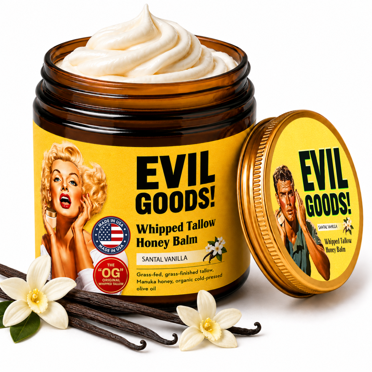 Whipped Tallow & Manuka Honey Moisturizer Evil Goods Santal Vanilla