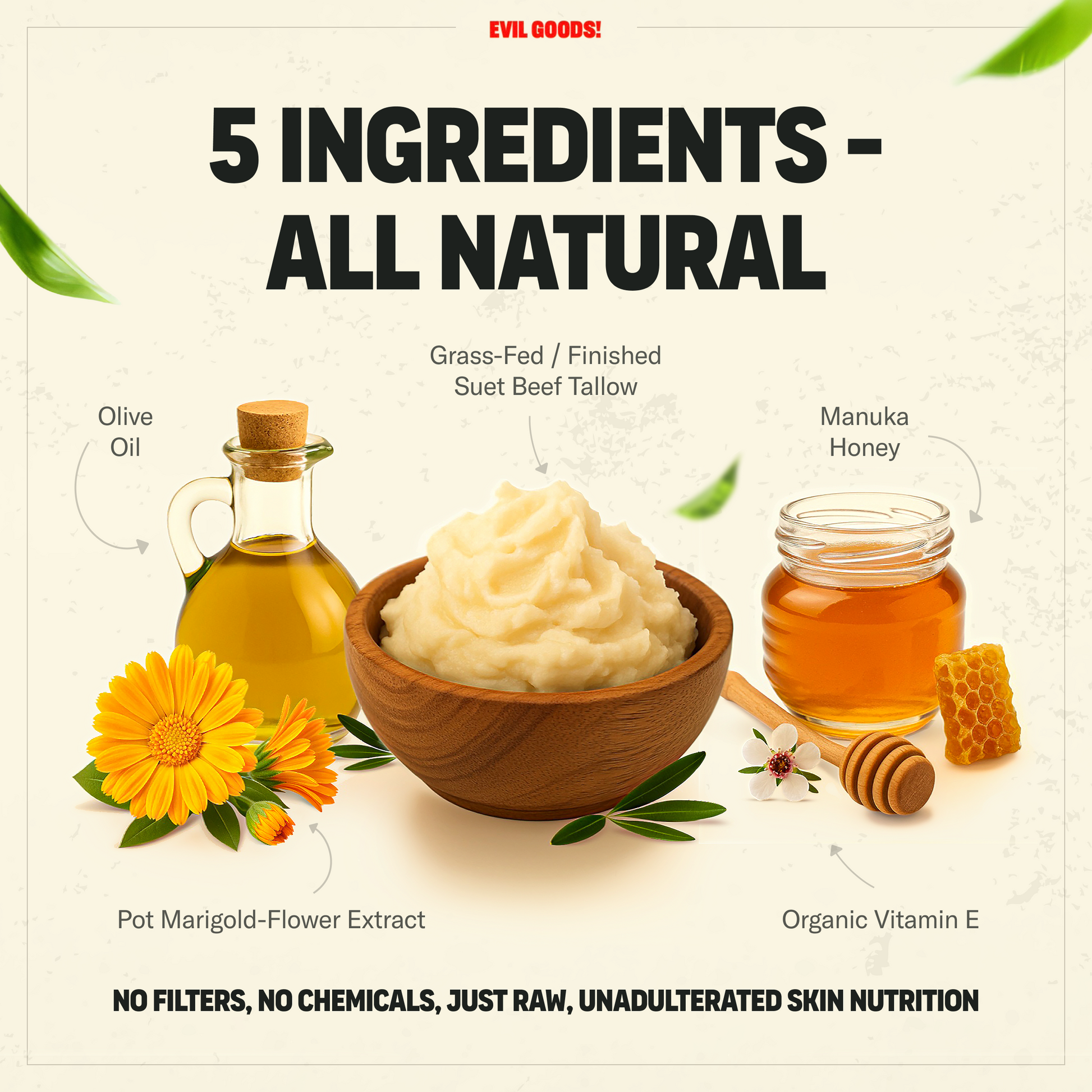 Whipped Tallow & Manuka Honey Moisturizer (V2) World’s Best Beef Tallow Balm