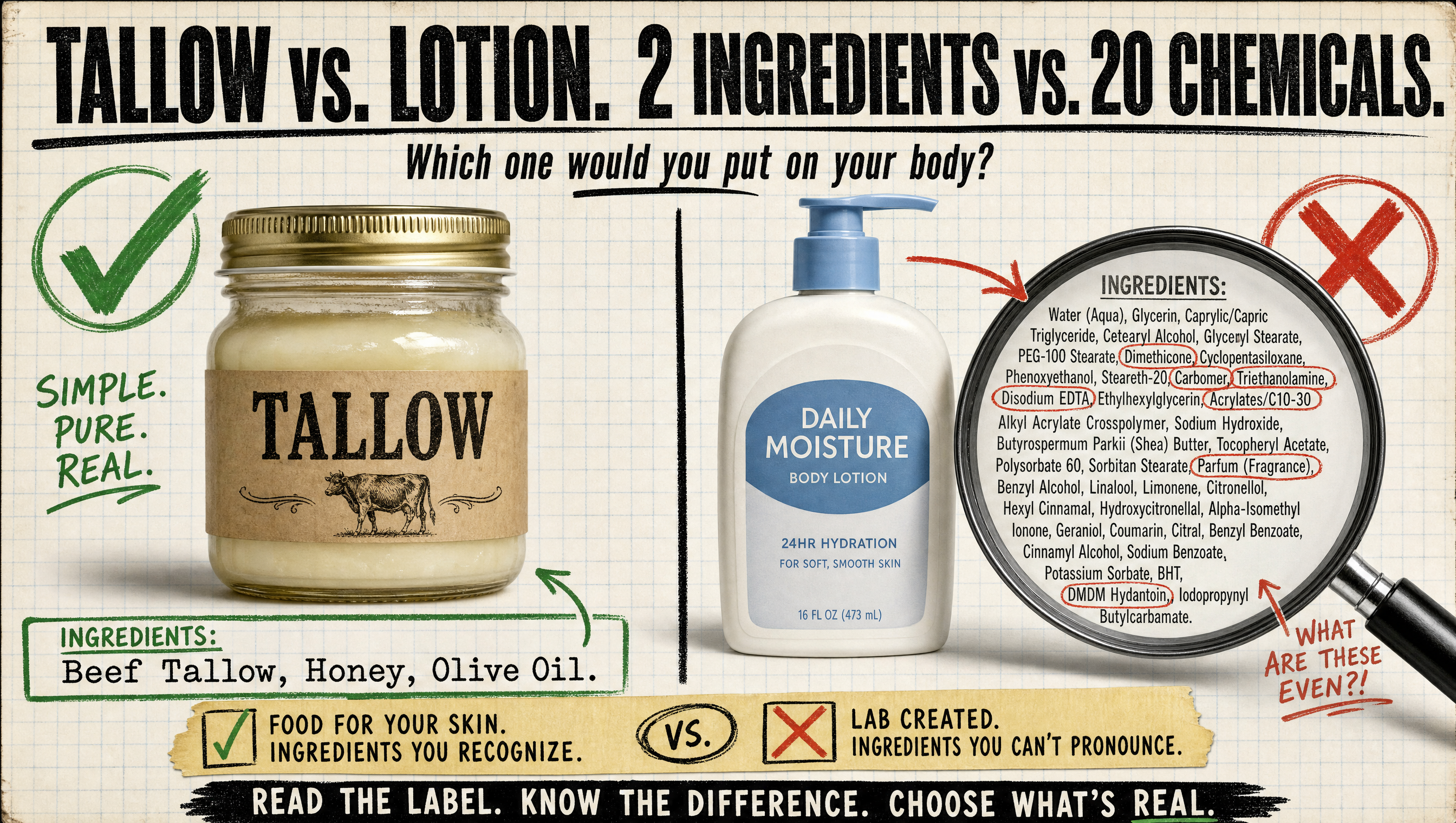 Tallow vs. Lotion: What's Actually in the Bottle (and Why It Matters)