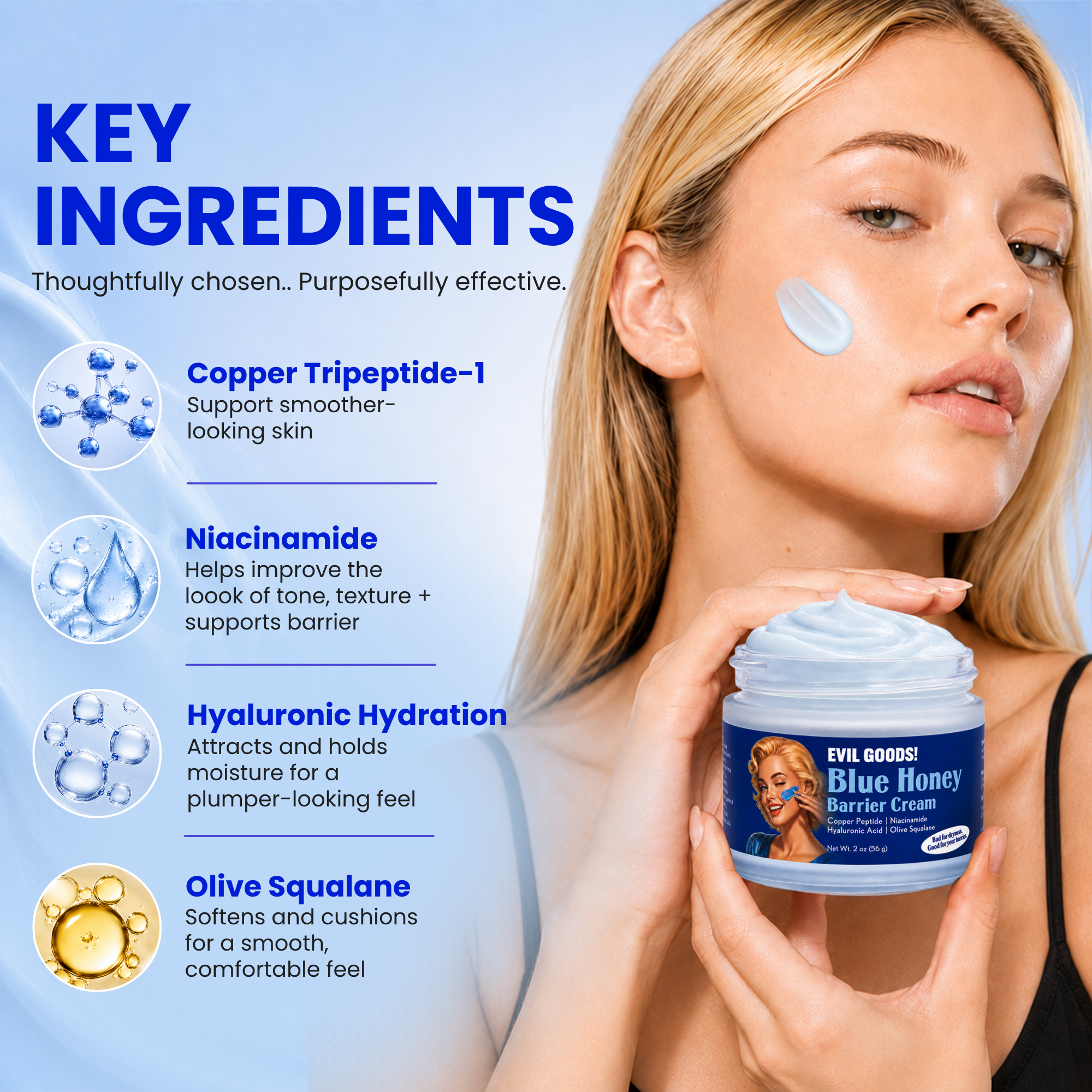 Copper Peptide Blue Honey Cream Face Cream Evil Goods