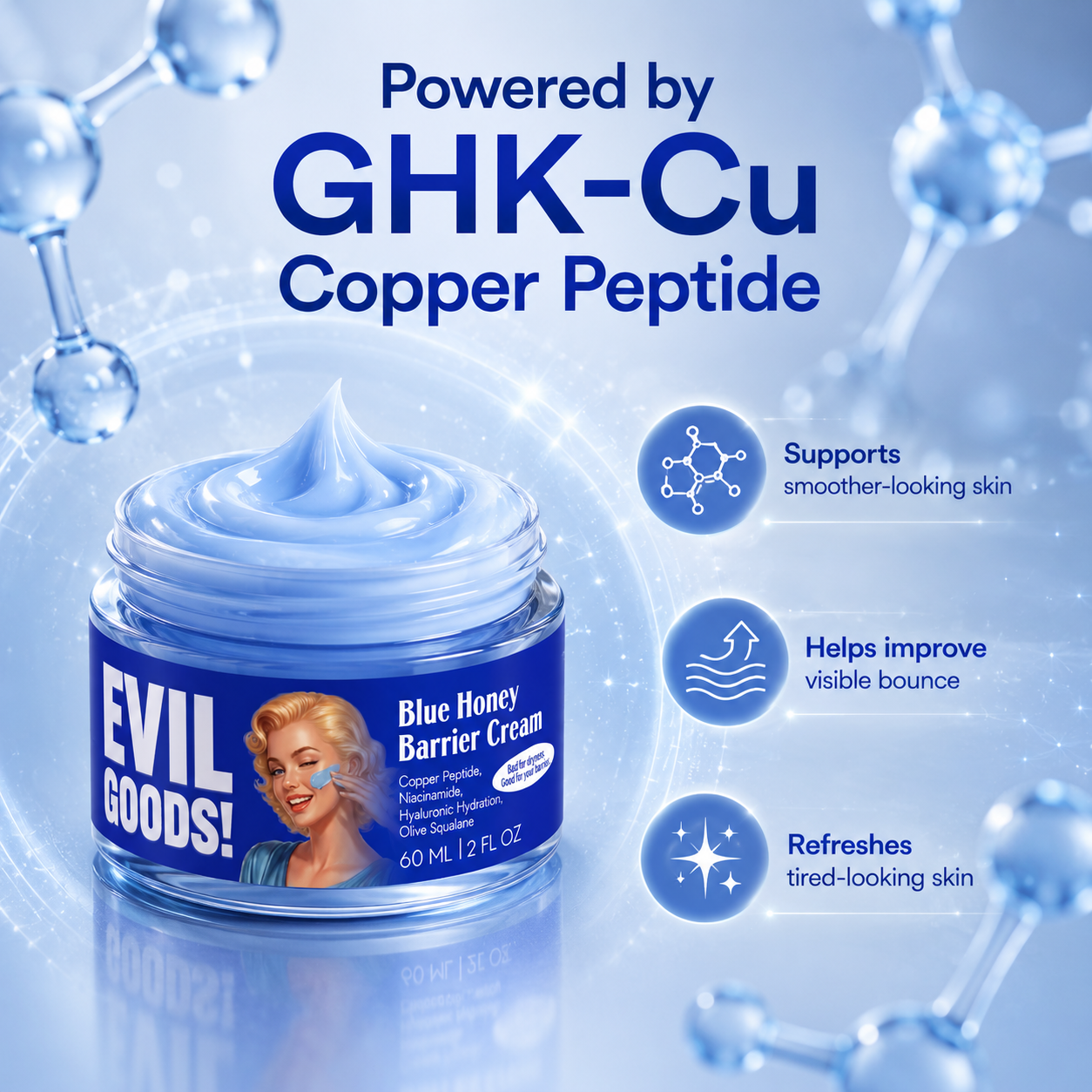 Copper Peptide Blue Honey Cream EVIL GOODS! World's BEST Beef Tallow Balm