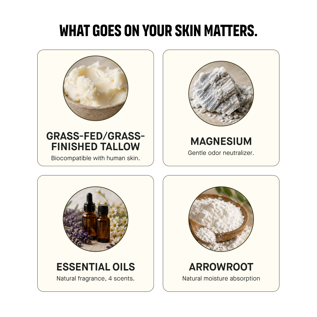 Tallow Deodorant - Natural Aluminum Free EVIL GOODS! World's BEST Beef Tallow Balm
