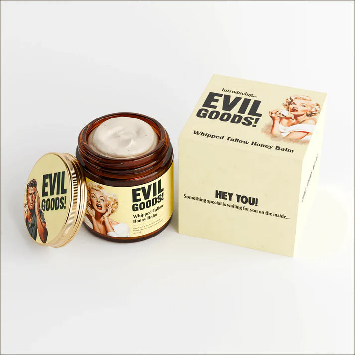 Evil Goods Whipped Tallow Honey Balm - Naturally Hydrates to Restore Balance and Prevent Aging EVIL GOODS! World's BEST Beef Tallow Balm