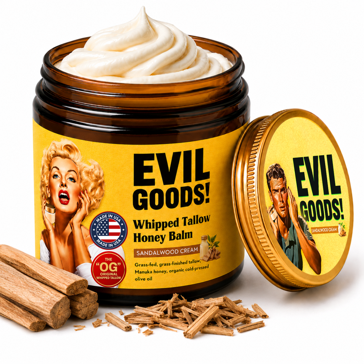 Whipped Tallow & Manuka Honey Moisturizer Evil Goods Sandalwood