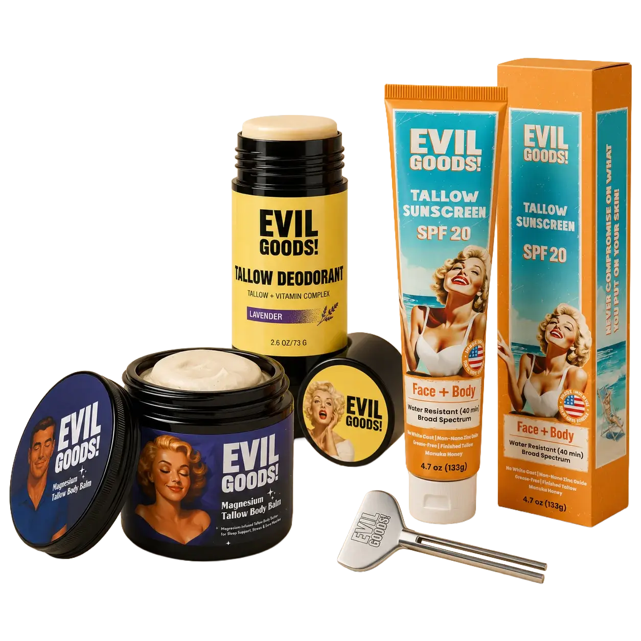 Sunscreen SPF 50, Magnesium & DEO Bundle EVIL GOODS